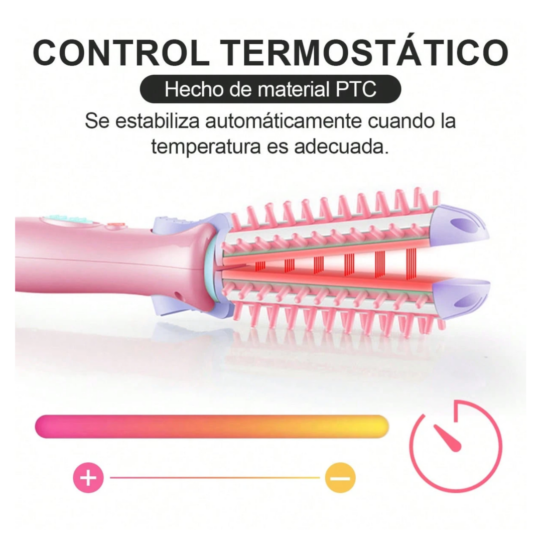 Cepillo Eléctrico 2 en 1 - Mini Buclera y Planchita de Pelo