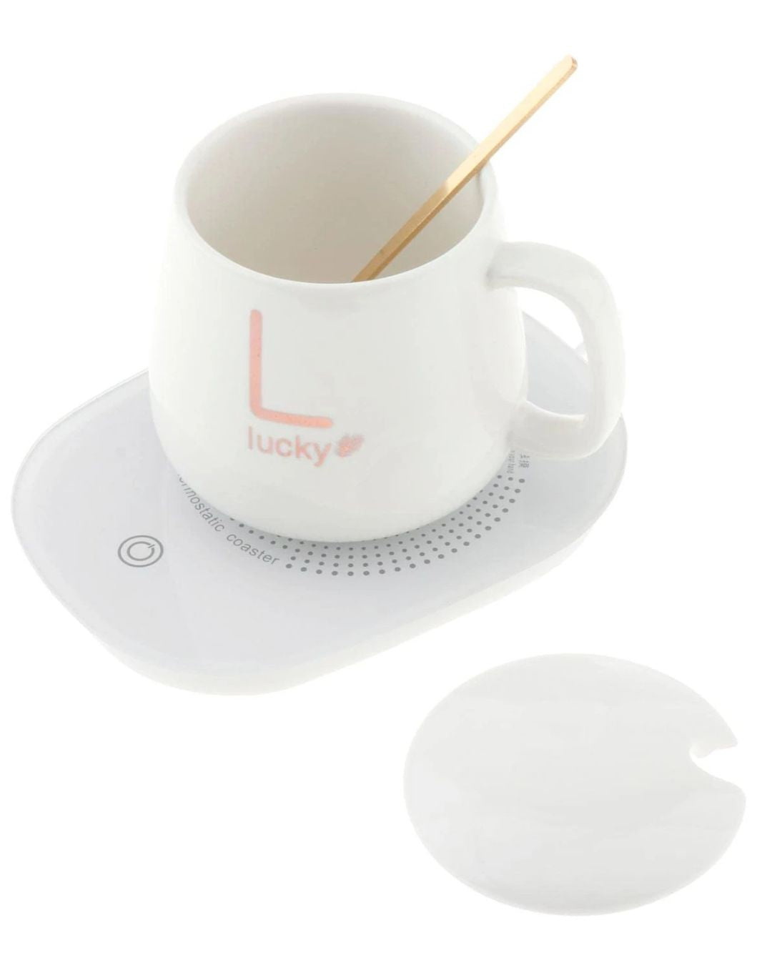 Taza Lucky de Cerámica con Base Calentadora