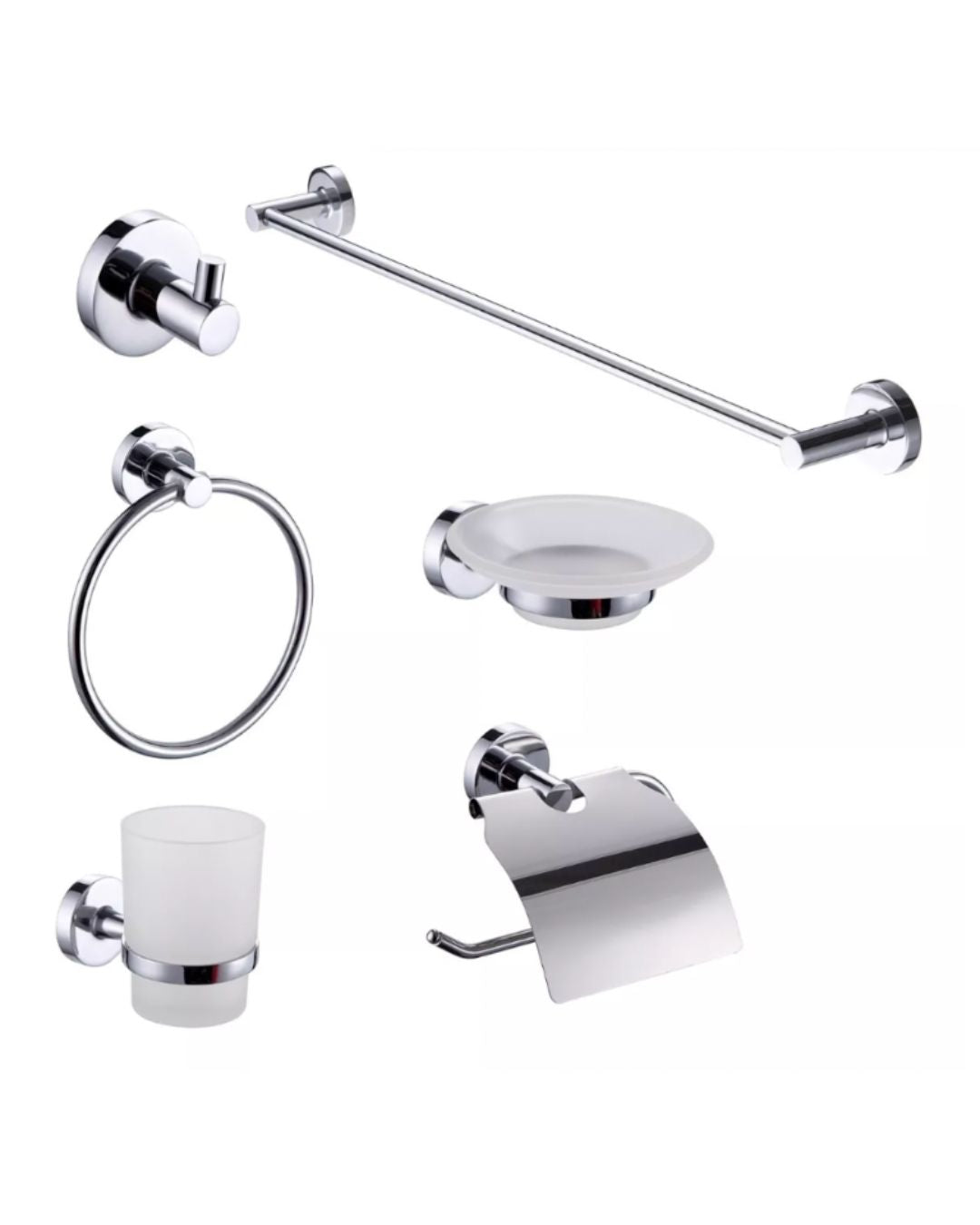 Set de accesorios de baño base redonda cromado