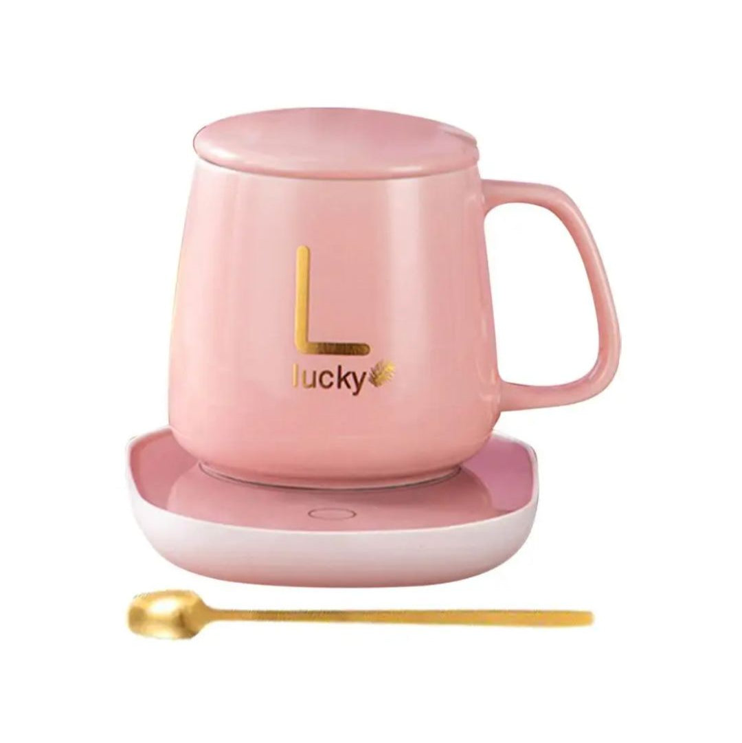 Taza Lucky de Cerámica con Base Calentadora