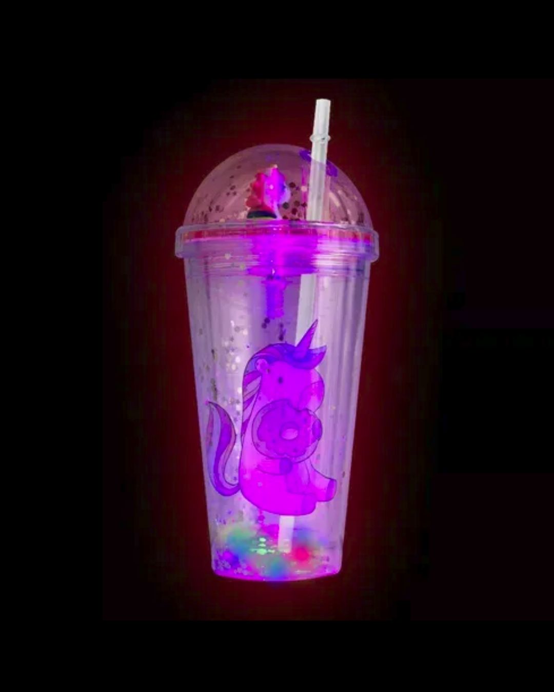Vaso Infantil con Tapa de Unicornio con Luz Led