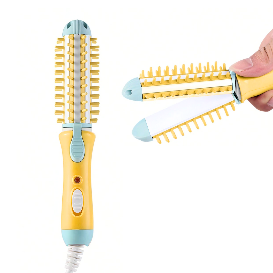 Cepillo Eléctrico 2 en 1 - Mini Buclera y Planchita de Pelo