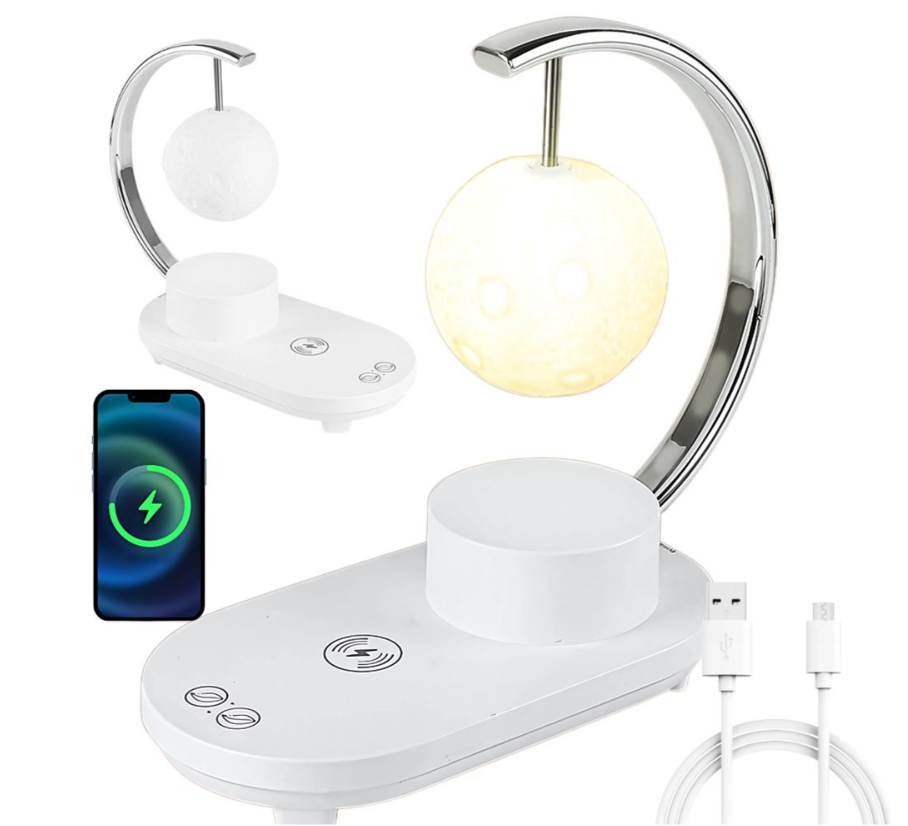 Veladora Luna, Reproductor de Música & Cargador Inalámbrico iPhone