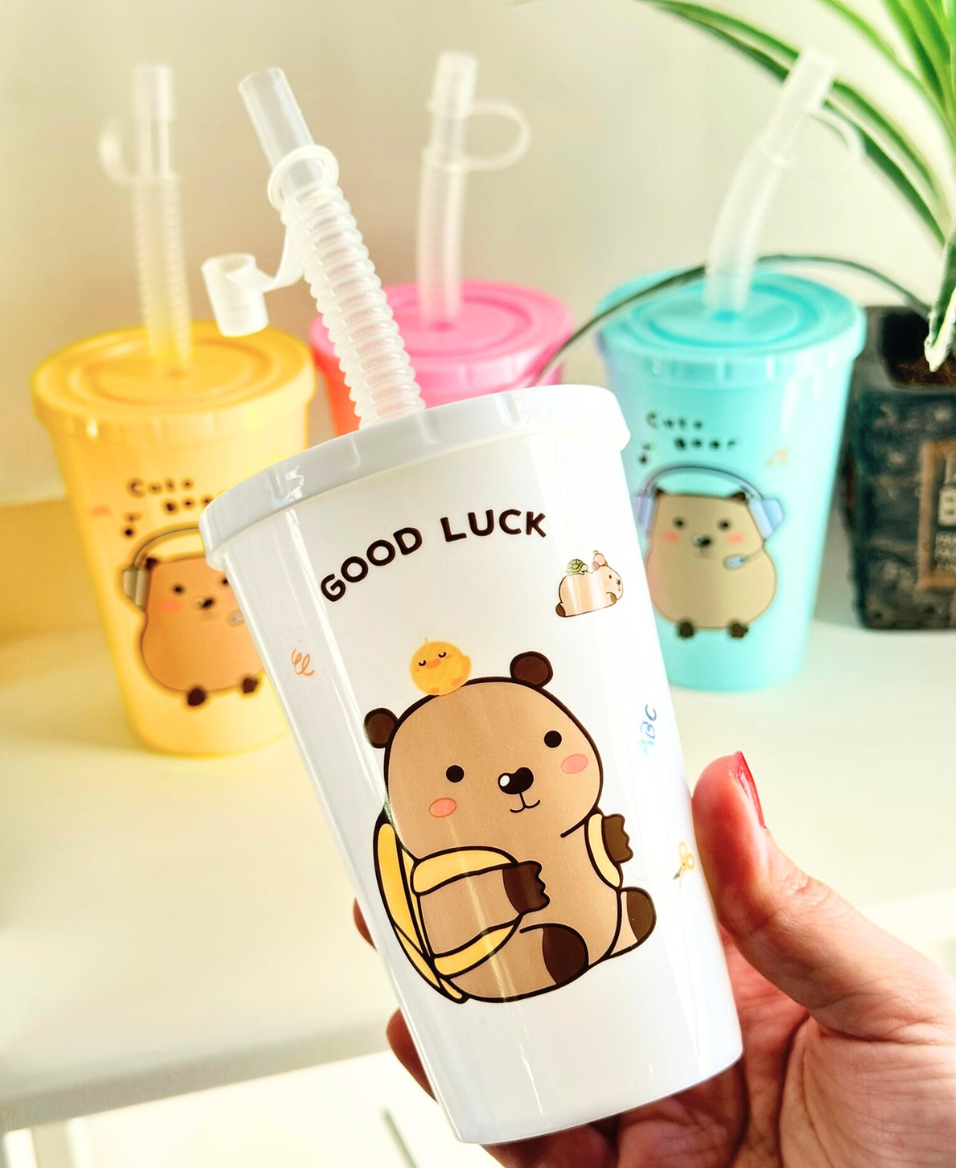 Vaso Infantil Capibara con Tapa y Sorbito
