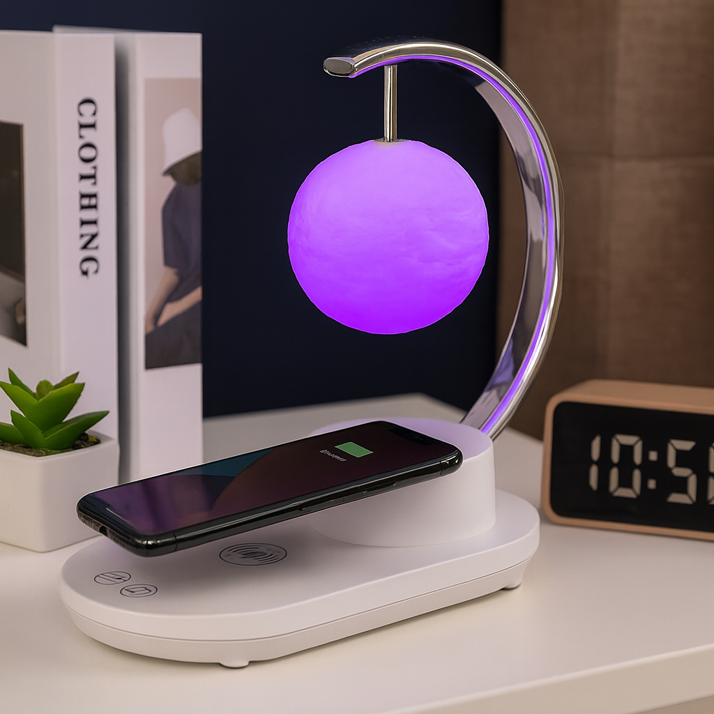 Veladora Luna, Reproductor de Música & Cargador Inalámbrico iPhone