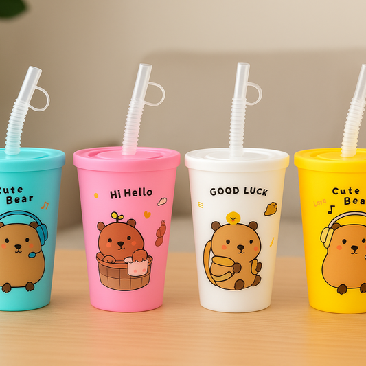 Vaso Infantil Capibara con Tapa y Sorbito