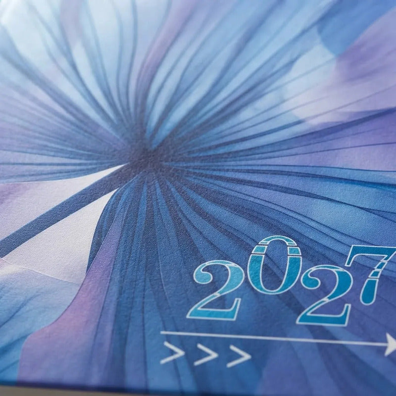 Agenda Diaria 2027 Mundo Express Diseño Flores Azul Flores 2027