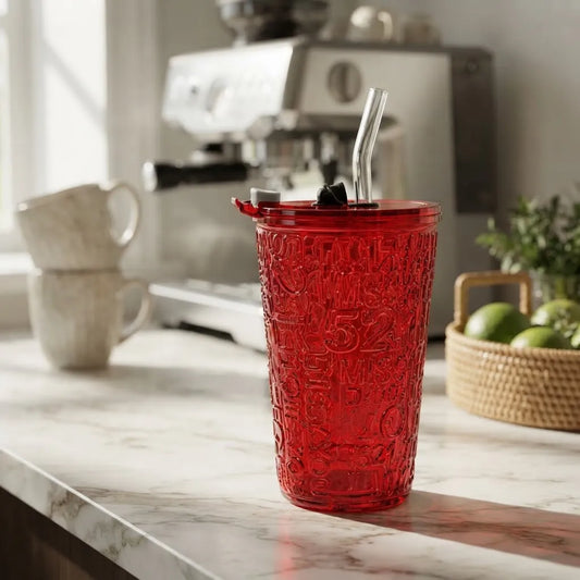 Vaso De Vidrio Con Tapa Hermética Y Sorbito