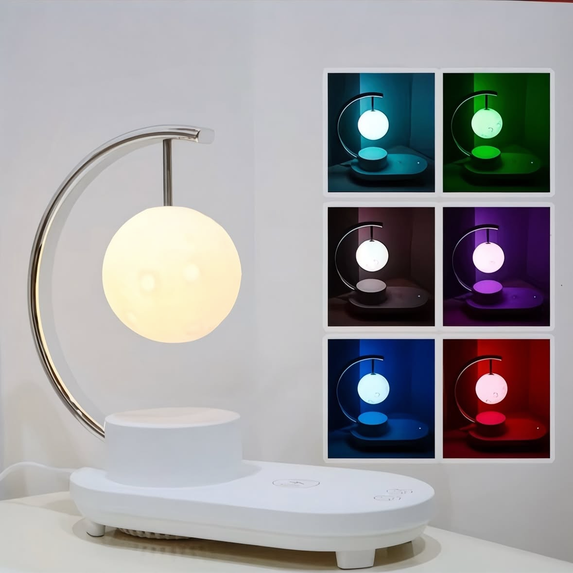 Veladora Luna, Reproductor de Música & Cargador Inalámbrico iPhone