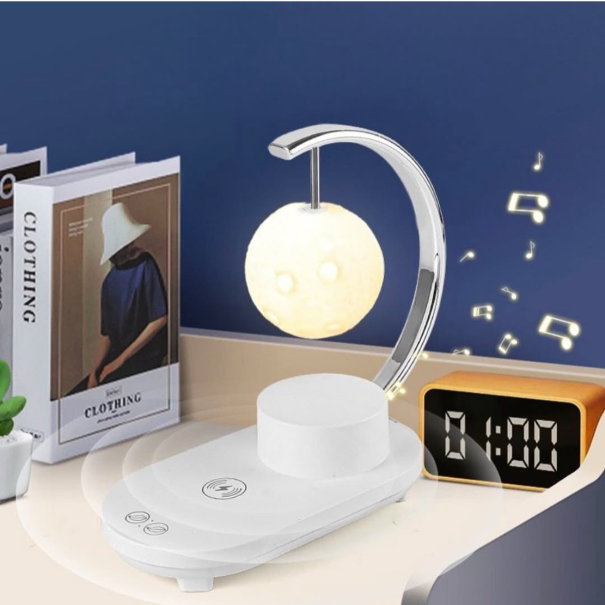 Veladora Luna, Reproductor de Música & Cargador Inalámbrico iPhone