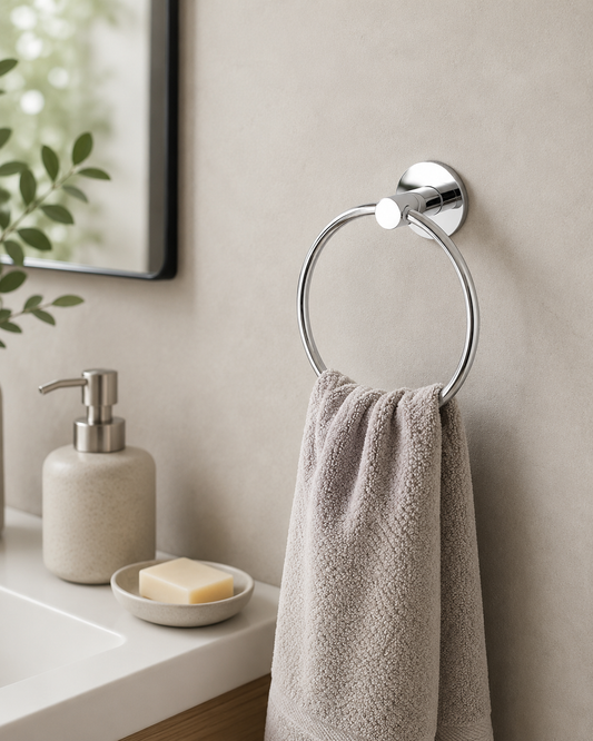 Toallero De Pared Redondo Para Baño Cromado