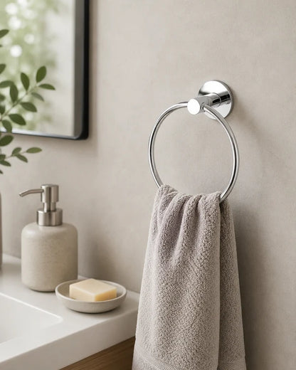 Toallero De Pared Redondo Para Baño Plateado