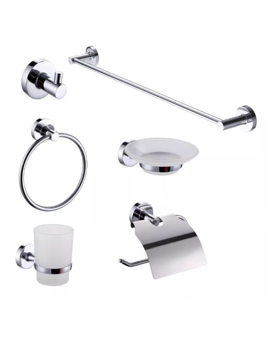 Set de accesorios de baño base redonda cromado