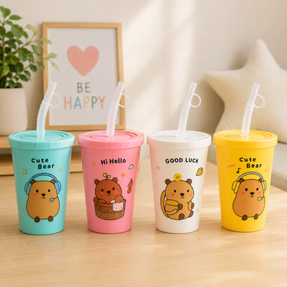 Vaso Infantil Capibara con Tapa y Sorbito