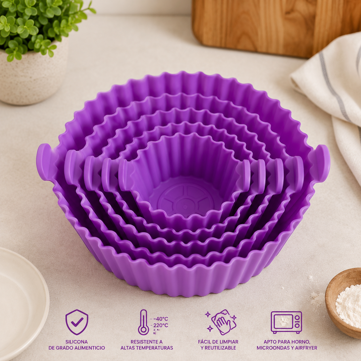 Set de Moldes de Silicona para Airfryer 6 Piezas