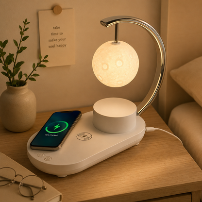 Veladora Luna, Reproductor de Música & Cargador Inalámbrico iPhone