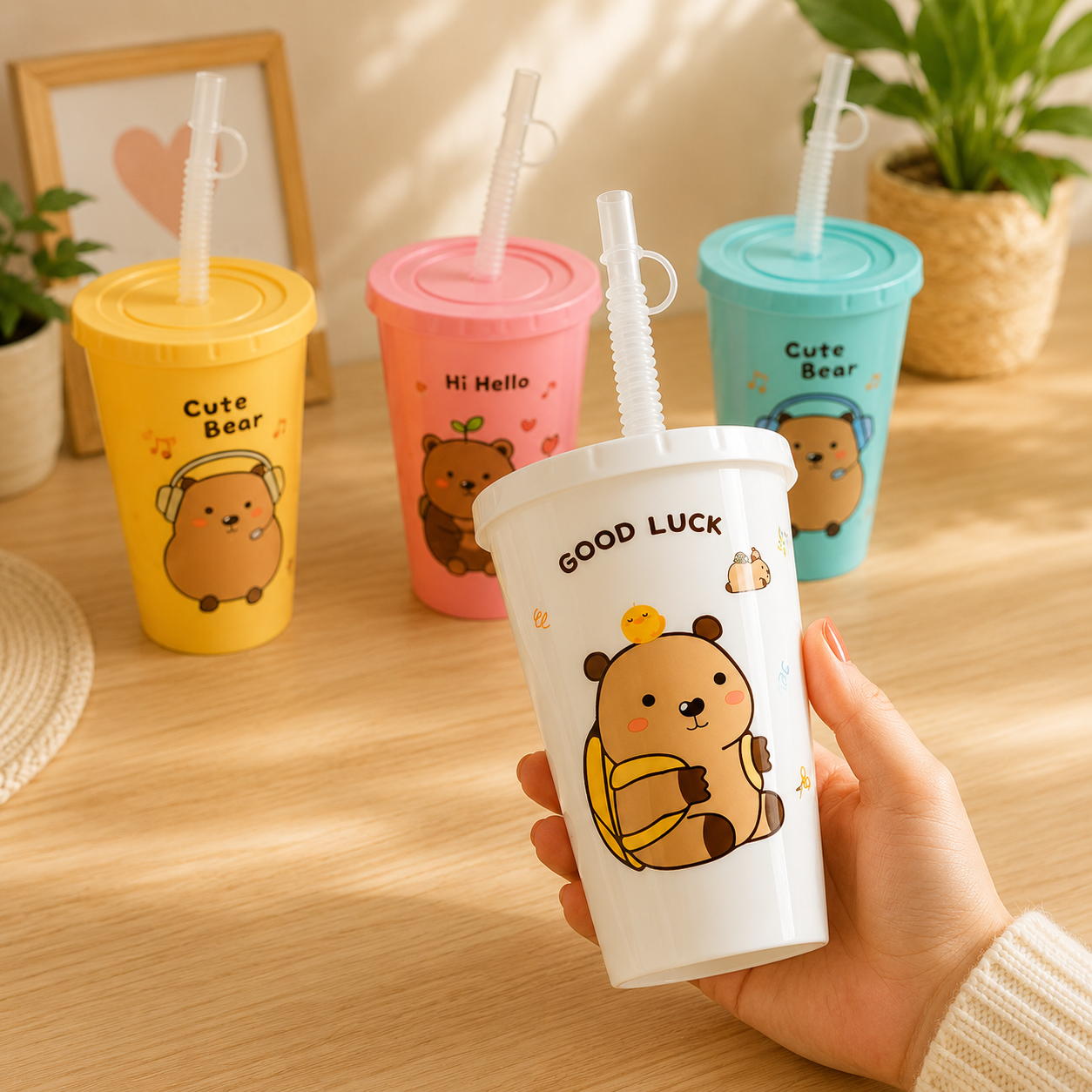 Vaso Infantil Capibara con Tapa y Sorbito
