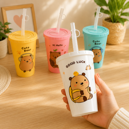 Vaso Infantil Capibara con Tapa y Sorbito