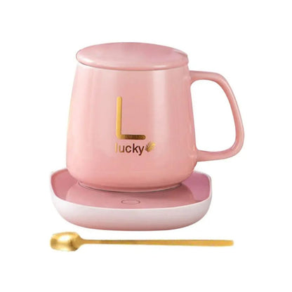 Taza Lucky de Cerámica con Base Calentadora