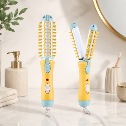 Cepillo Eléctrico 2 en 1 - Mini Buclera y Planchita de Pelo