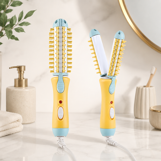 Cepillo Eléctrico 2 en 1 - Mini Buclera y Planchita de Pelo