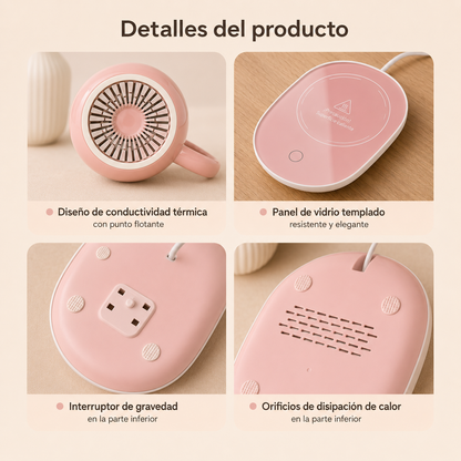 Taza Lucky de Cerámica con Base Calentadora