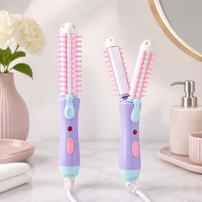 Cepillo Eléctrico 2 en 1 - Mini Buclera y Planchita de Pelo