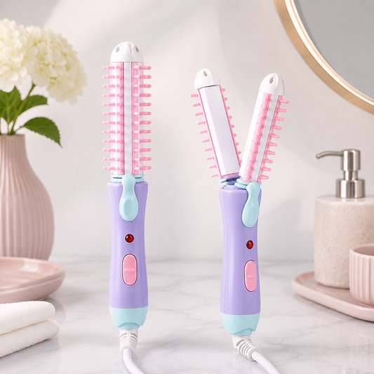 Cepillo Eléctrico 2 en 1 - Mini Buclera y Planchita de Pelo