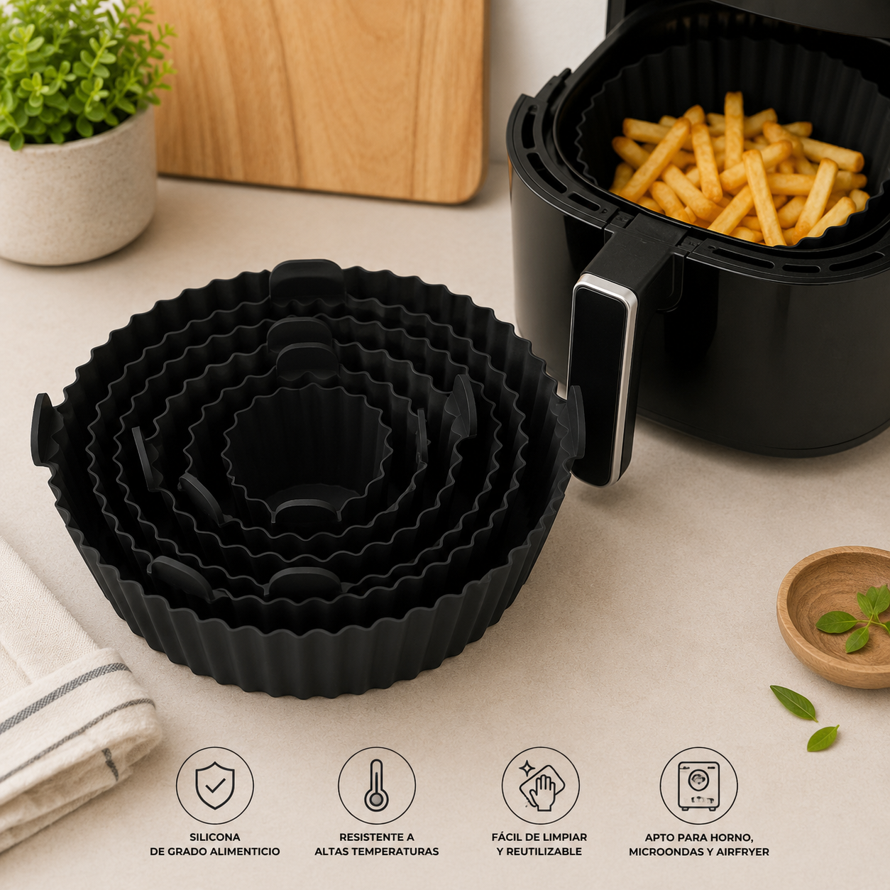 Set de Moldes de Silicona para Airfryer 6 Piezas