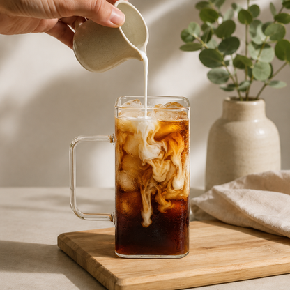 Vaso Square Con Asa, Tapa y Sorbito 380ml