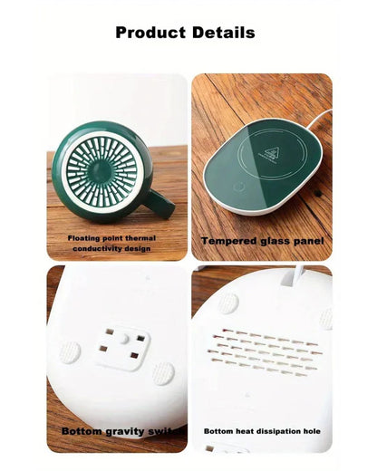 Taza Lucky de Cerámica con Base Calentadora