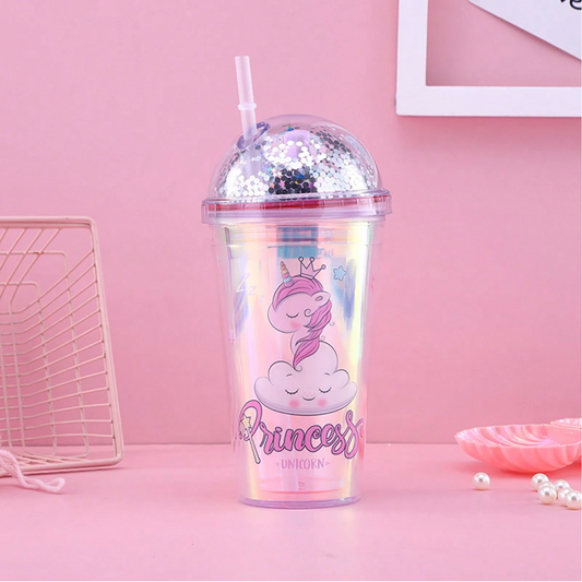 Vaso Infantil con Tapa de Unicornio con Luz Led