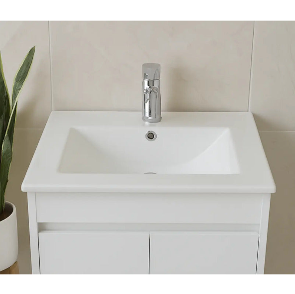 Bacha Lavatorio De Baño Rectangular De Empotrar 60x46cm Blanco Brillante