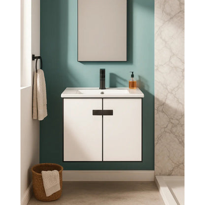 Mueble De Baño Moderno Y Compacto Con Bacha De Loza 60cm Blanco Un Agujero