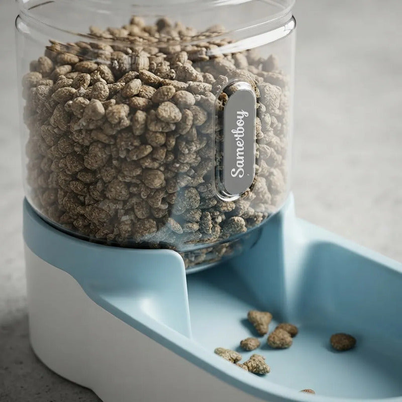 Comedero Para Mascotas Perro Gato Capacidad 2,7kg Celeste