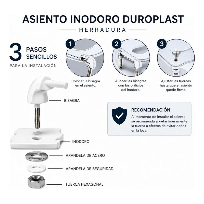 Asiento Herradura Alta Resistencia Para Alto Tránsito Blanco