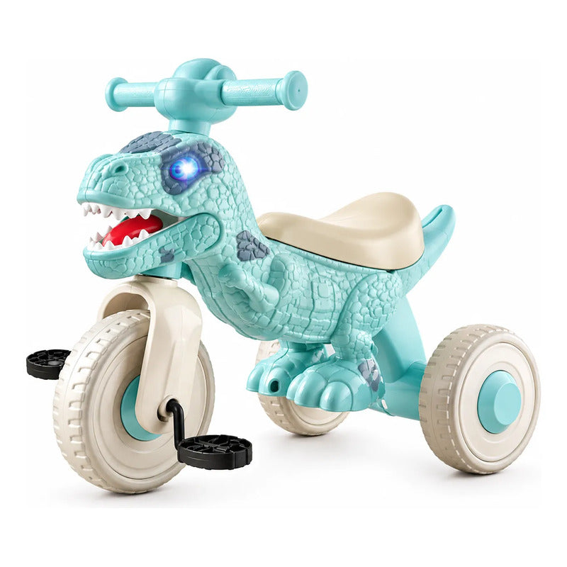 Triciclo Infantil Dinosaurio Con Pedales Y 3 Ruedas Celeste