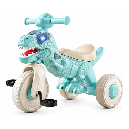 Triciclo Infantil Dinosaurio Con Pedales Y 3 Ruedas Celeste