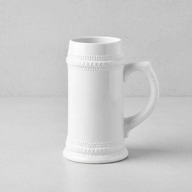 Jarra Cerveza Cerámica 600 Ml. Blanco