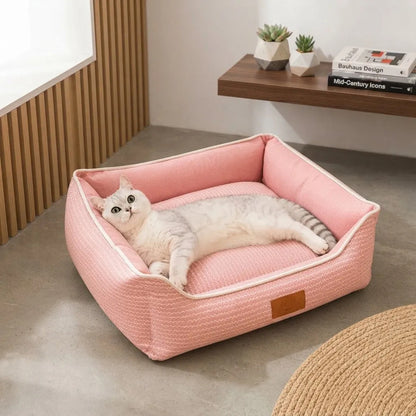 Cama Colchón Para Mascotas Chevron 50x45x18 Cm Rosa Liso