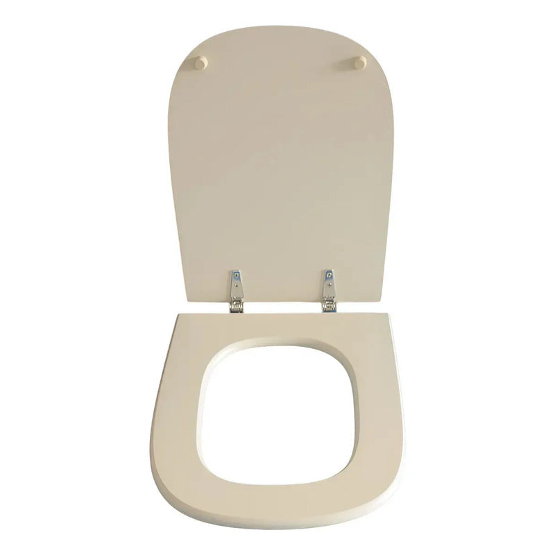 Asiento Para Inodoro Cuadrado Herraje Metal Color Beige