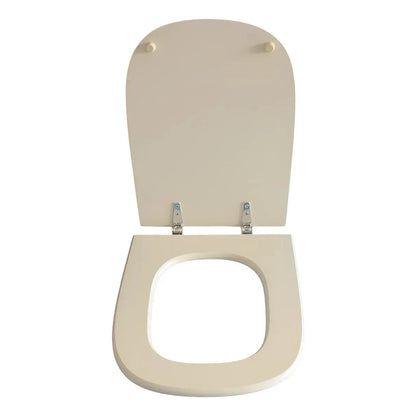 Asiento Para Inodoro Cuadrado Herraje Metal Color Beige