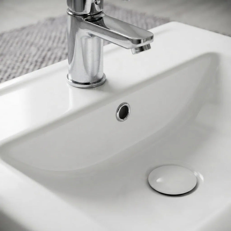 Mueble De Baño + Bacha Pileta Lavatorio De Cerámica Blanco Un Agujero