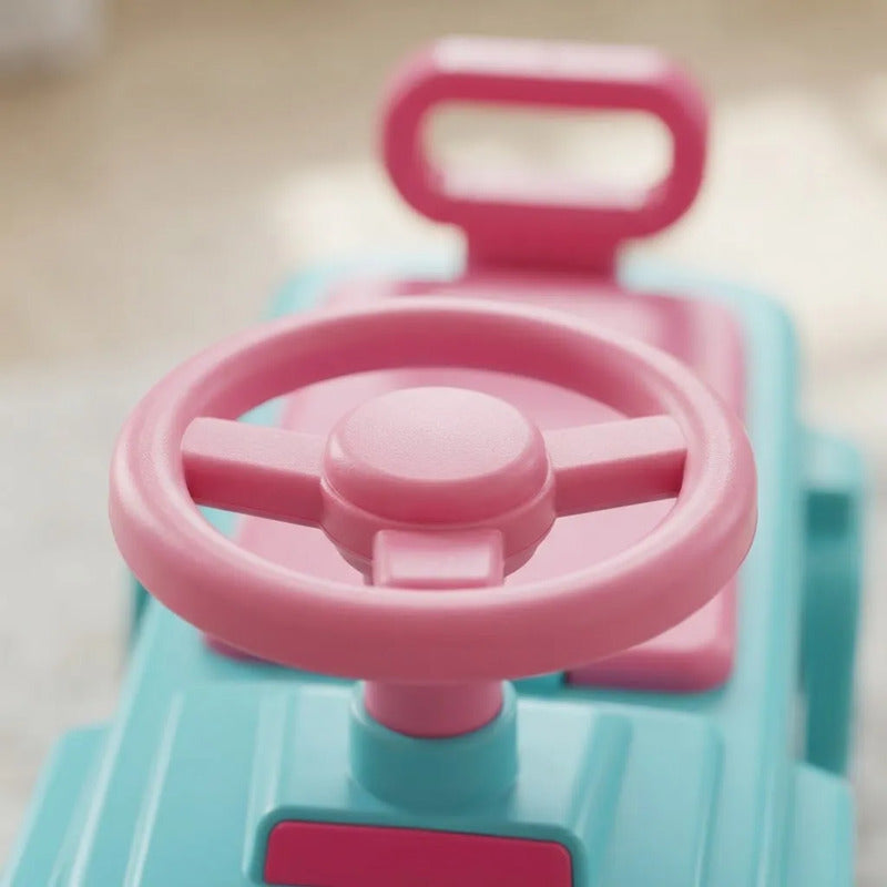 Buggy Auto Infantil Con Volante Y Respaldo Turquesa