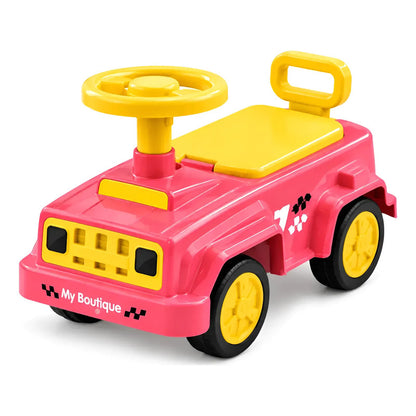 Buggy Auto Infantil Con Volante Y Respaldo Rosa