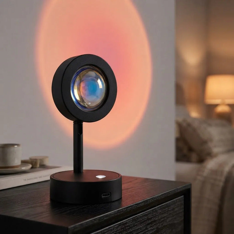 Lámpara De Mesa Sunset Led Proyector Atardecer Mini Negro