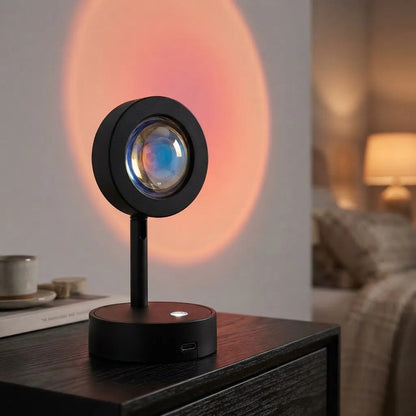 Lámpara De Mesa Sunset Led Proyector Atardecer Mini Negro