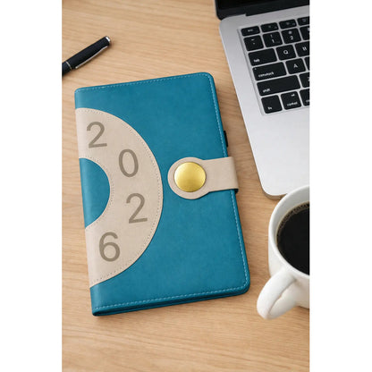 Agenda 2026 Retro Chic Diseño Vintage Cierre Magnetico Azul Petróleo Retro Petróleo 2026