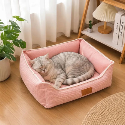 Cama Colchón Para Mascotas Chevron 50x45x18 Cm Rosa Liso