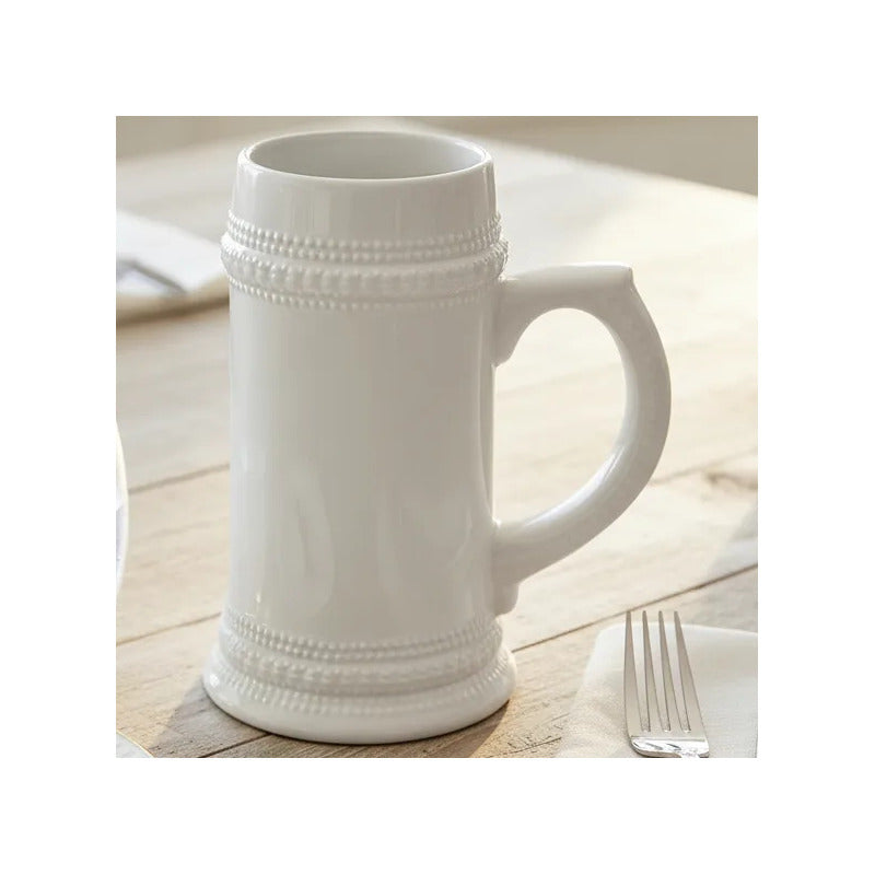 Jarra Cerveza Cerámica 600 Ml. Blanco